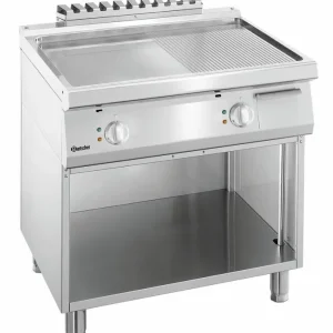 Elektrische bakplaat 700 serie - Onderbouw open - glad gegroefd - 800x700x(h)850-900mm Laatste Versie