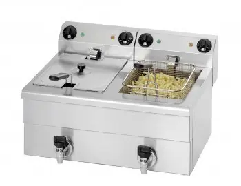 Elektrische Friteuse - 2x10 Liter - Met Aftapkraan - 2x3,25kW - 680x515x(H)300mm Koop Online
