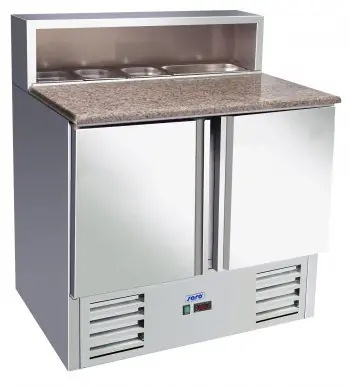 Pizzawerkbank - RVS - 2 deurs - 90x70x(h)110cm - Met 5x 1/6 GN Aanbieding