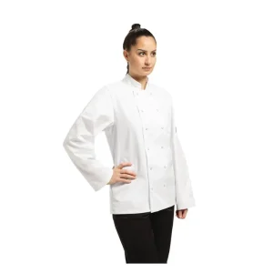 Koksbuis Vegas met Drukknopen Lange Mouwen Unisex Wit Maat XS Laatste Versie