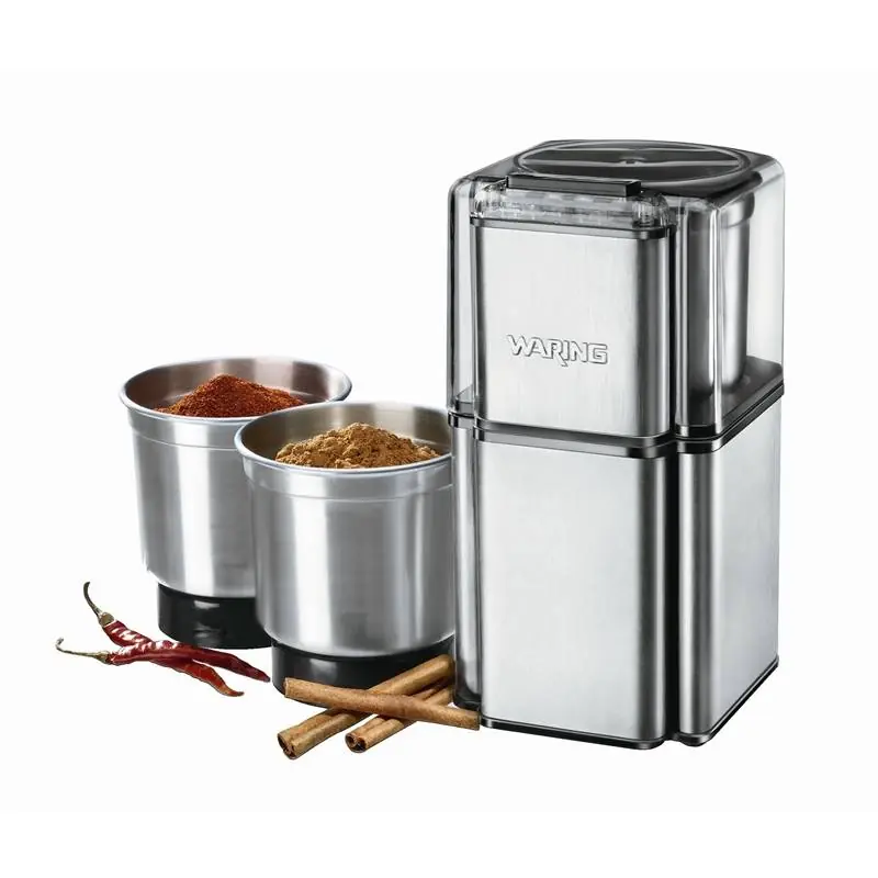 Waring kruiden molen - WSG30K - 340ml kan - RVS messen - Incl 3x RVS maalbekers met deksels Speciale Aanbieding