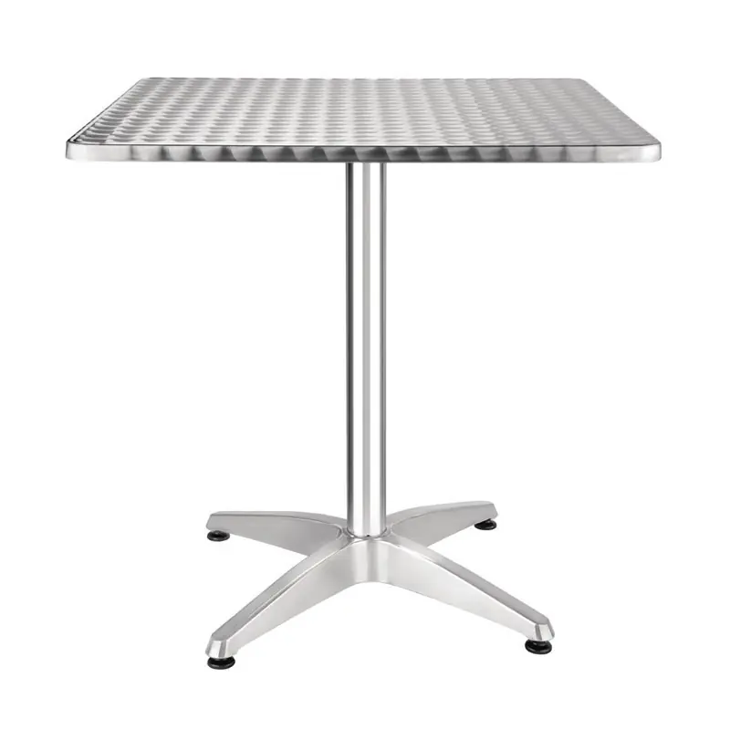 Terrastafel Vierkant - Aluminium Frame - RVS Bovenblad - 72(H)x70x70cm Tijdelijk Beschikbaar