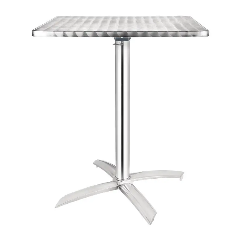 Bistro Tafel Vierkant - Aluminium Frame - RVS Bovenblad - 72(H)x60x60cm Gratis Retour