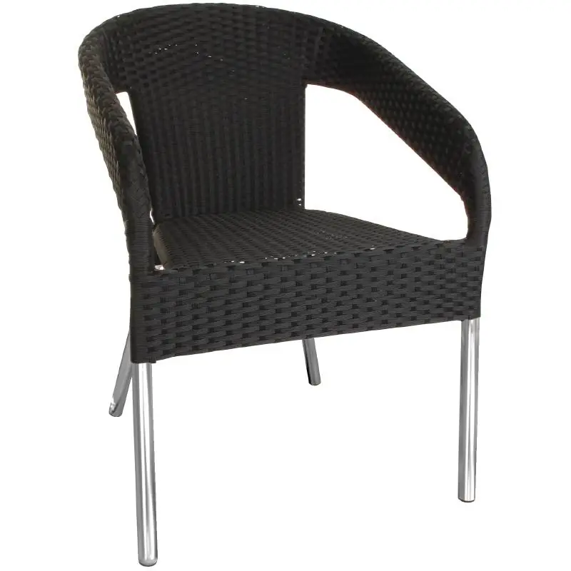 Zwarte Stapelbare Stoelen Rotan - Kunststof DELUXE - Prijs per 4 stuks Koop Online