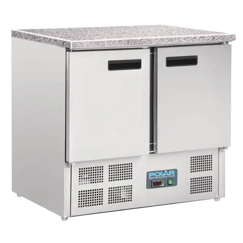 Koelwerkbank RVS - 2 Deurs - Marmeren Werkblad - 700x900x890(h)mm Voordeelprijs