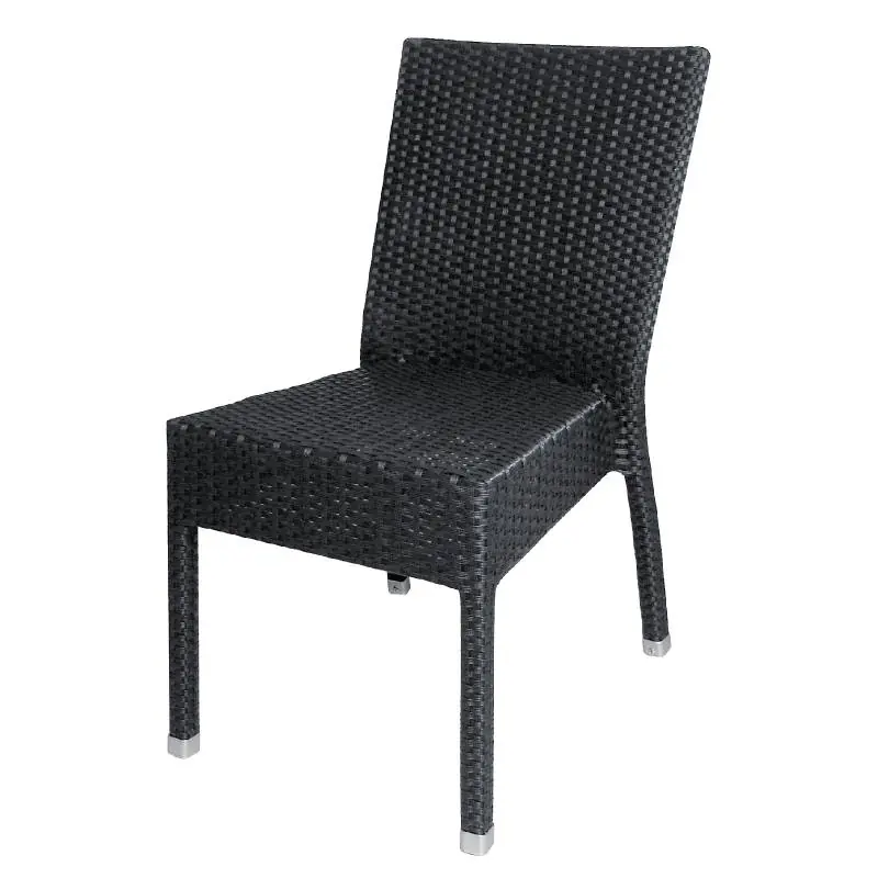 Rotan Stoel Kunststof - Zwart - Stapelbaar - Prijs per 4 stuks Premium
