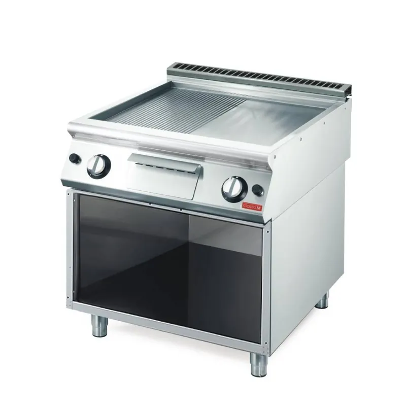 Finale Uitverkoop Bakplaat - Gas - Glad / Geribbeld - 12kW - 80x70x(H)85cm