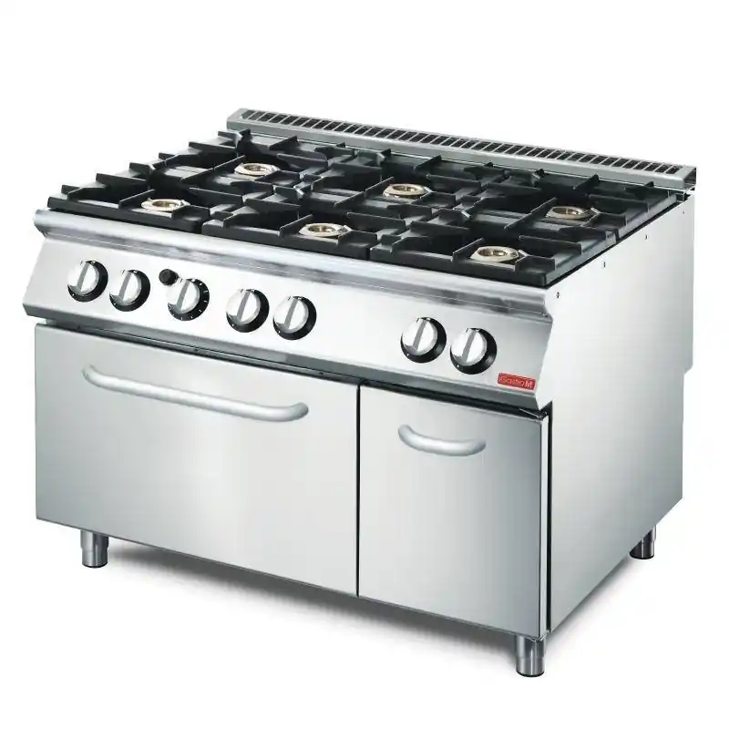 Gecertificeerd Gasfornuis 6 pits + Gasoven - 41,5kW - 120x70x(H)85cm