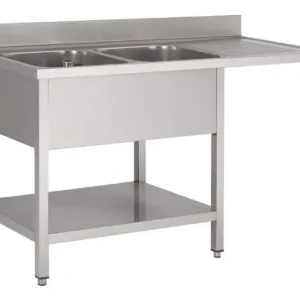 RVS Spoeltafel 1600(b)x700(d)x850(h)mm Met Dubbele Spoelbak Links En Ruimte Voor Vaatwasser Weekendaanbieding