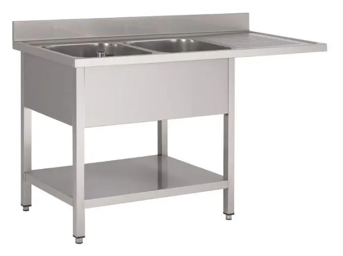 RVS Spoeltafel 1600(b)x700(d)x850(h)mm Met Dubbele Spoelbak Links En Ruimte Voor Vaatwasser Weekendaanbieding