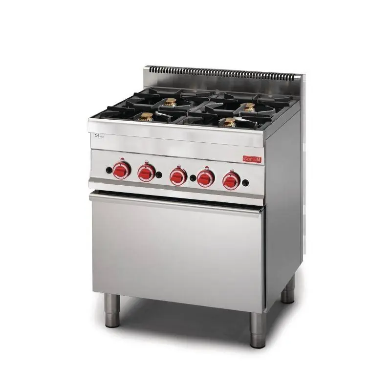 Gasfornuis 4 Pits + Gas Oven - RVS - 22,2kW - 650x700x850(h)mm Populair