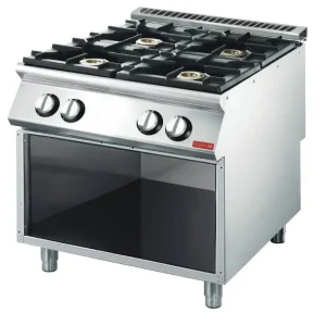 Flitsaanbieding Gasfornuis - RVS - 4 Branders - Met Onderstel - 80x70x(h)85m - 18,4kW