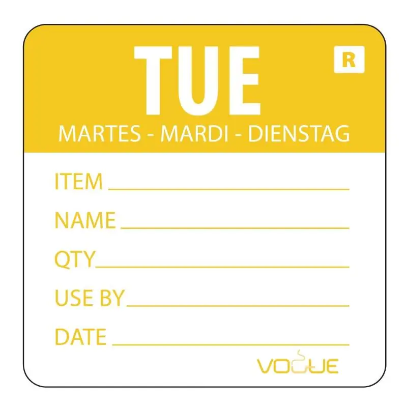 Gecertificeerd Kleurcode-Sticker Dinsdag - Geel - per 500