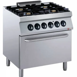 Fornuis - 4 Branders met Elektrische Oven - 400V - 5,5kW - 800x700x(h)850/920mm Lage Kosten