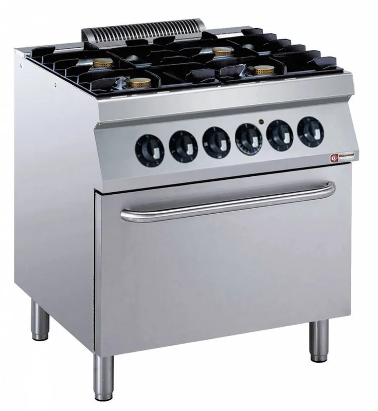Fornuis - 4 Branders met Elektrische Oven - 400V - 5,5kW - 800x700x(h)850/920mm Lage Kosten