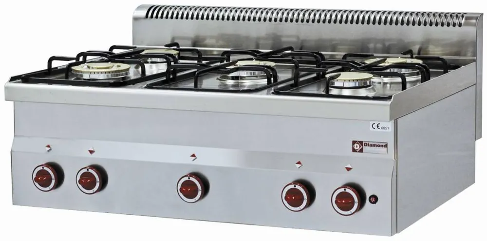 Direct Verzonden Gasfornuis 5 branders -Top- - 900x600x(h)280/400mm