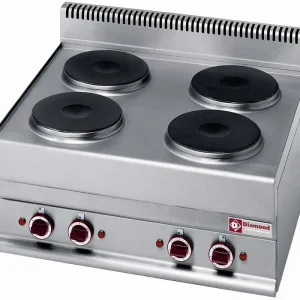 Elektrisch fornuis 4 ronde kookplaten -Top- - 700x650x(h)280/380mm Seizoensaanbieding