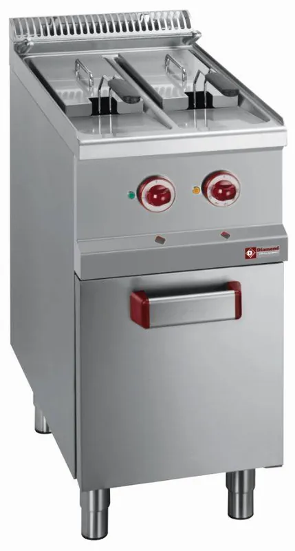 Aanbieding Elektrische friteuse 2 kuipen van 7 liter op kast - 400x700x(h)850/920mm