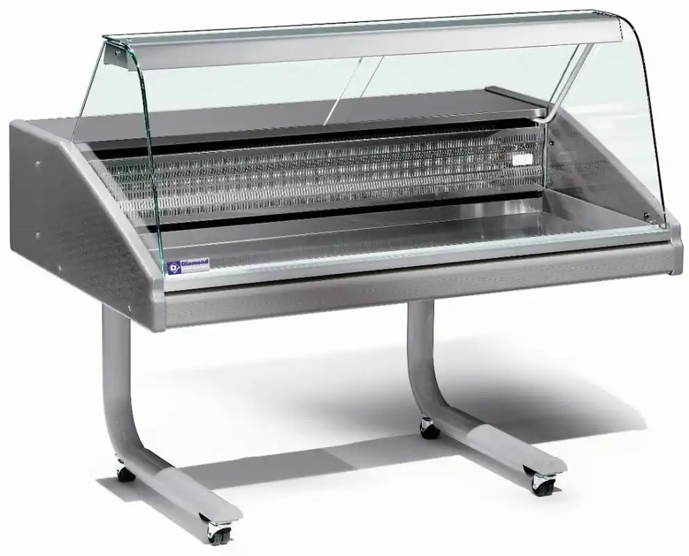Vitrine Toonbank Gekoeld - Werkblad in RVS - Vis - Temperatuur 0° / 2° - 1500x980x(H)1280mm Laatste Kans