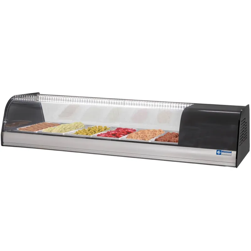 Seizoensaanbieding Gekoeld uitstalraam voor tapas, 6x GN 1/3 - 40 mm (inclusief) - 1380x415x(h)270mm
