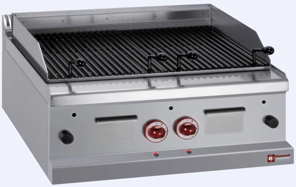 Nu Kopen Lavasteengrill, module 1/1 rooster in gietijzer "dubbelzijdig"-Top- - 800x700x(h)250/320mm
