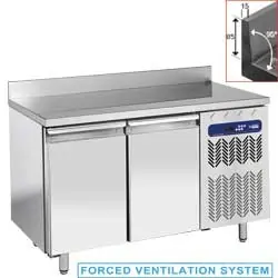 Exclusieve Aanbieding Wandkoelkast, geventileerd, 2 deuren GN 1/1, 260 liter - 1355x700x(h)880/900 (+85)mm