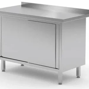 Werktafel RVS + 2 Schuifdeuren + Spatrand HEAVY DUTY 800(b)x700(d)x885(h)mm Bestel Nu