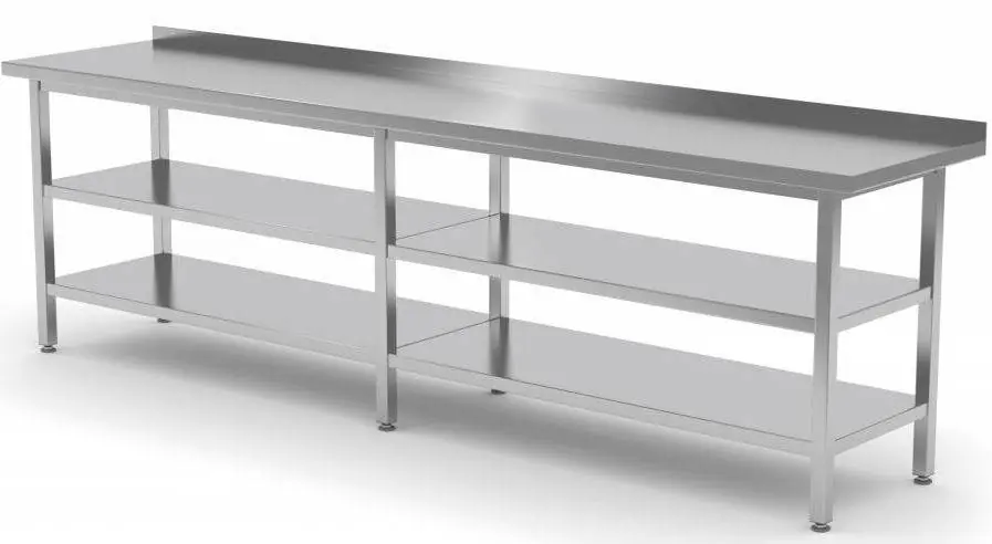 Beperkte Voorraad Werktafel RVS + Bodemschap + Tussenschap + Rand 2000(b)x700(d)x885(h)mm