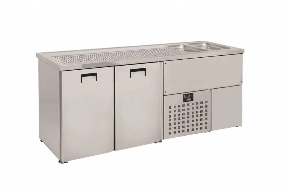 Bierkoeler 2 Deurs - Dubbele Spoelbak (300x500mm) Rechts - 1950x700x(H)960mm Beperkte Voorraad