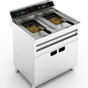 Direct Verzonden Elektrische Friteuse - Met Onderstel - 2x12 Liter - 2x9 kW - 800x700x(H)850mm