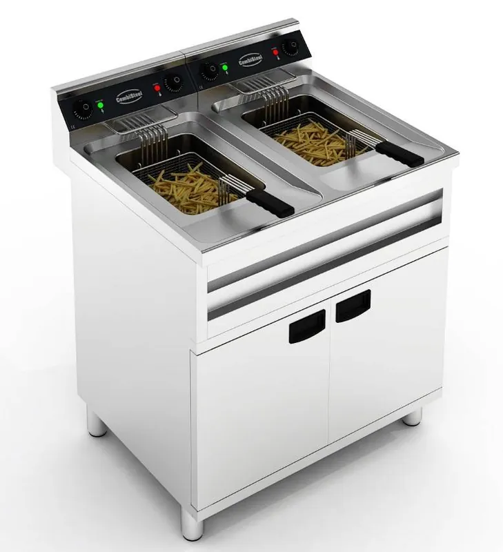 Direct Verzonden Elektrische Friteuse - Met Onderstel - 2x12 Liter - 2x9 kW - 800x700x(H)850mm