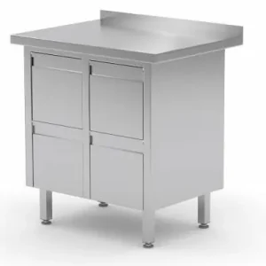 Favoriet RVS Werkkast + Dubbel Ladeblok met 4 Laden + Spatrand (b)830mm 600mm(d)