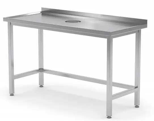 Werktafel Roestvrij Staal 800(b)x700(d)x885(h)mm + Rond Gat voor Verwerking / Afval Beperkte Voorraad