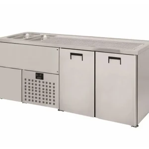 Bierkoeler 2 Deurs - Dubbele Spoelbak (300x500mm) Links - 1950x700x(H)960mm Veilige Betaling