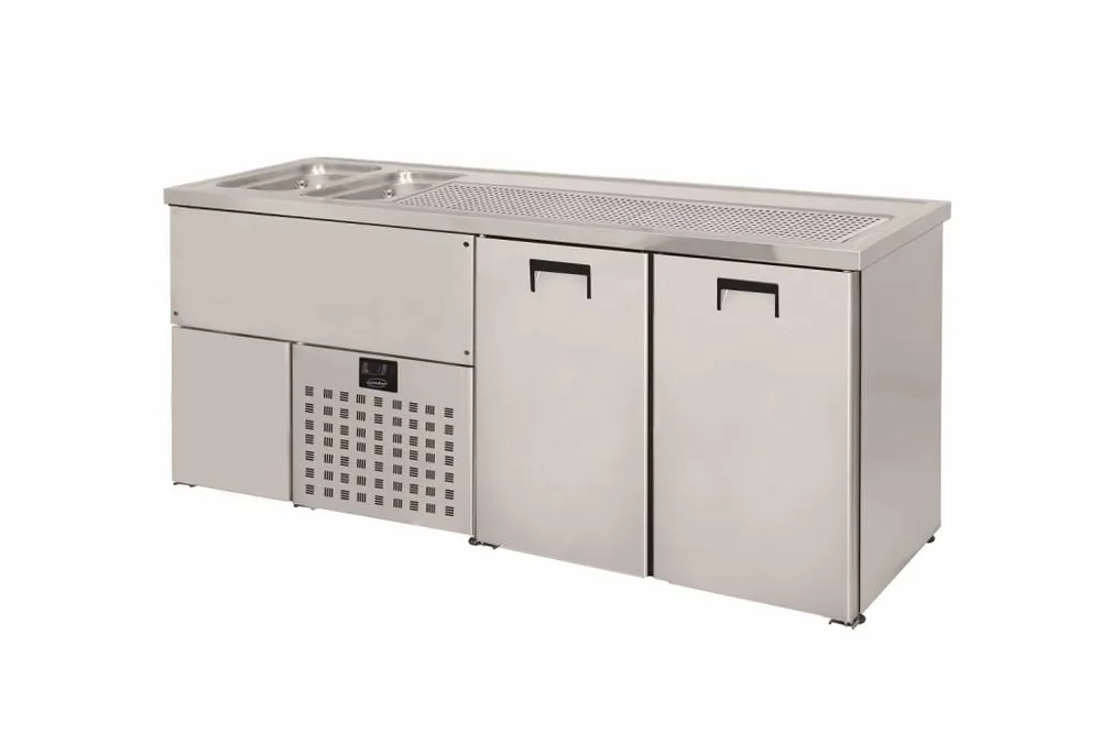 Bierkoeler 2 Deurs - Dubbele Spoelbak (300x500mm) Links - 1950x700x(H)960mm Veilige Betaling