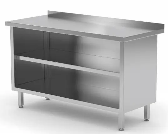 Betrouwbaar RVS Open Werkkast + Tussenschap HEAVY DUTY 500(b)x600(d)x885(h)mm