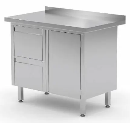 Werkkast RVS + Ladeblok (links) 2 lades + Klapdeur + Spatrand 800(b)x600(d)x885(h)mm Must-Have