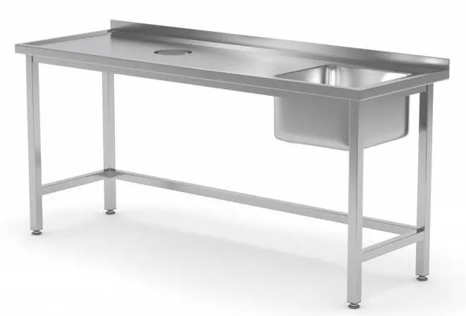 Spoeltafel 1000(b)x600(d)x885(h)mm + Spoelbak (rechts) 400x400x250(h) + Gat Verwerking/Afval Hoge Kwaliteit