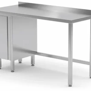 Uitverkoop Werktafel RVS + 1 Klapdeur (links) + Spatrand 800(b)x600(d)x885(h)mm