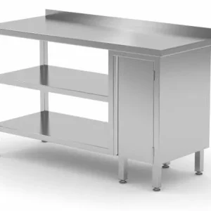 Werktafel RVS + 1 Klapdeur + Dubbel Bodemschap + Spatrand 800(b)x700(d)x885(h)mm Exclusieve Aanbieding