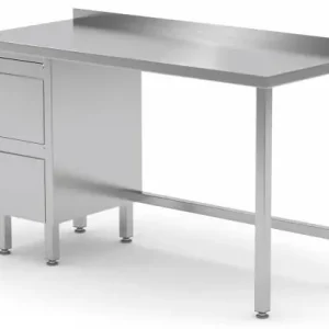 Finale Uitverkoop RVS werktafel met spatrand - 2 Lades links - 800x600x(h)885mm