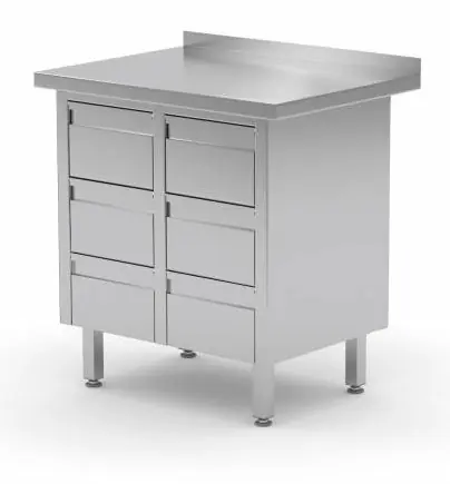 RVS Werkkast + Dubbel Ladeblok met 6 Lades + Spatrand (b)830mm 600mm(d) Nu Kopen