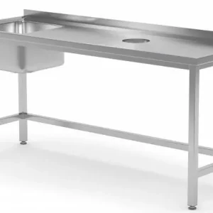 Spoeltafel 1000(b)x600(d)x885(h)mm + Spoelbak (links) 400x400x250(h) + Gat Verwerking/Afval Merkproduct