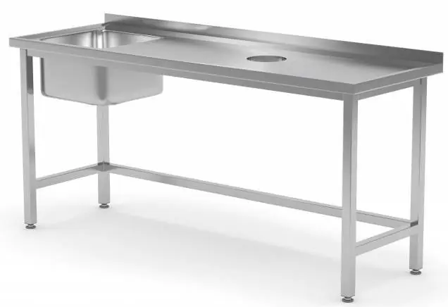 Spoeltafel 1000(b)x600(d)x885(h)mm + Spoelbak (links) 400x400x250(h) + Gat Verwerking/Afval Merkproduct