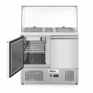 Saladette 2 Deurs - Glazen Opzetvitrine - 2x GN 1/1 en 3x GN 1/6 - 900x700x(H)1300mm Shop Nu