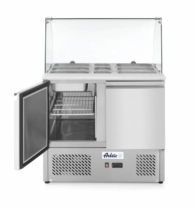 Saladette 2 Deurs - Glazen Opzetvitrine - 2x GN 1/1 en 3x GN 1/6 - 900x700x(H)1300mm Shop Nu