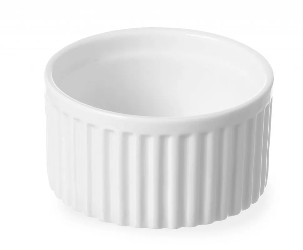 Goedkoop Ramekin Geribd - 90x90x48 mm - Wit - Porselein
