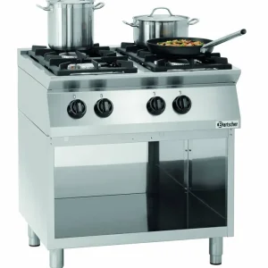 Gasfornuis MFGO 7040 - 4 Pitten - 2 x 3,5kW, 2 x 6kW - Open Onderstel - 800x700x(H)910mm Hoge Kwaliteit