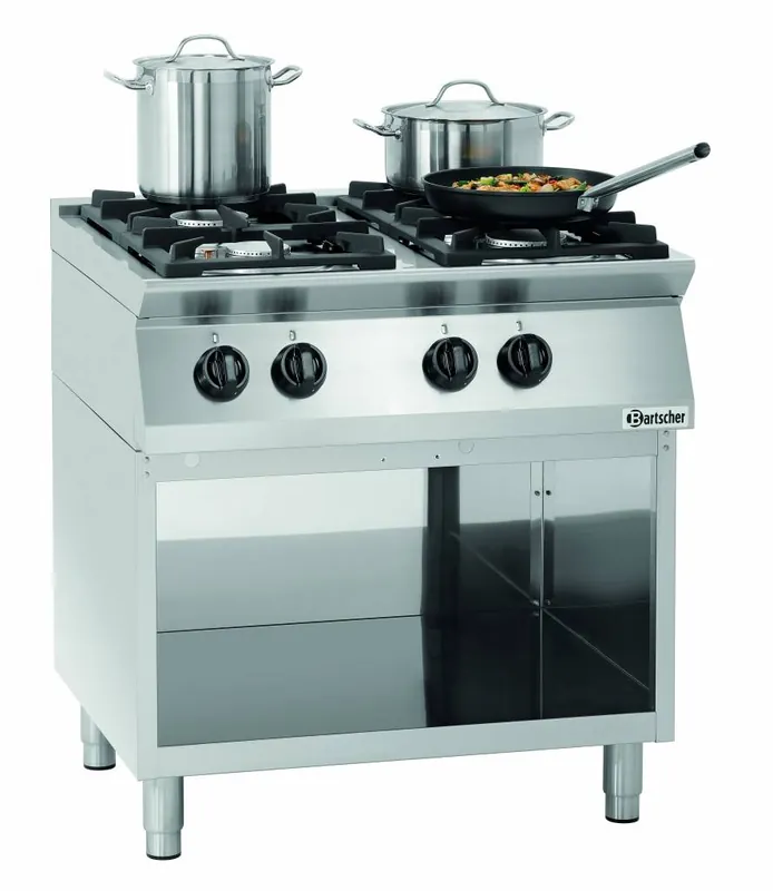 Gasfornuis MFGO 7040 - 4 Pitten - 2 x 3,5kW, 2 x 6kW - Open Onderstel - 800x700x(H)910mm Hoge Kwaliteit