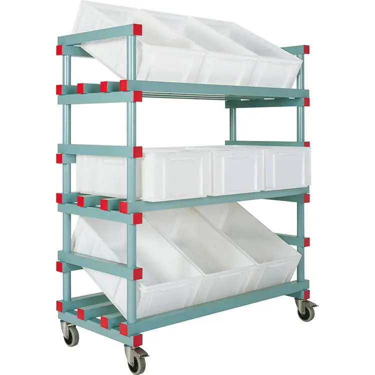 Gecertificeerd REA Display Wagen - Geschikt voor 9x 600x400mm bakken - Kunststof Wielen - 1380x600x(H)1570mm